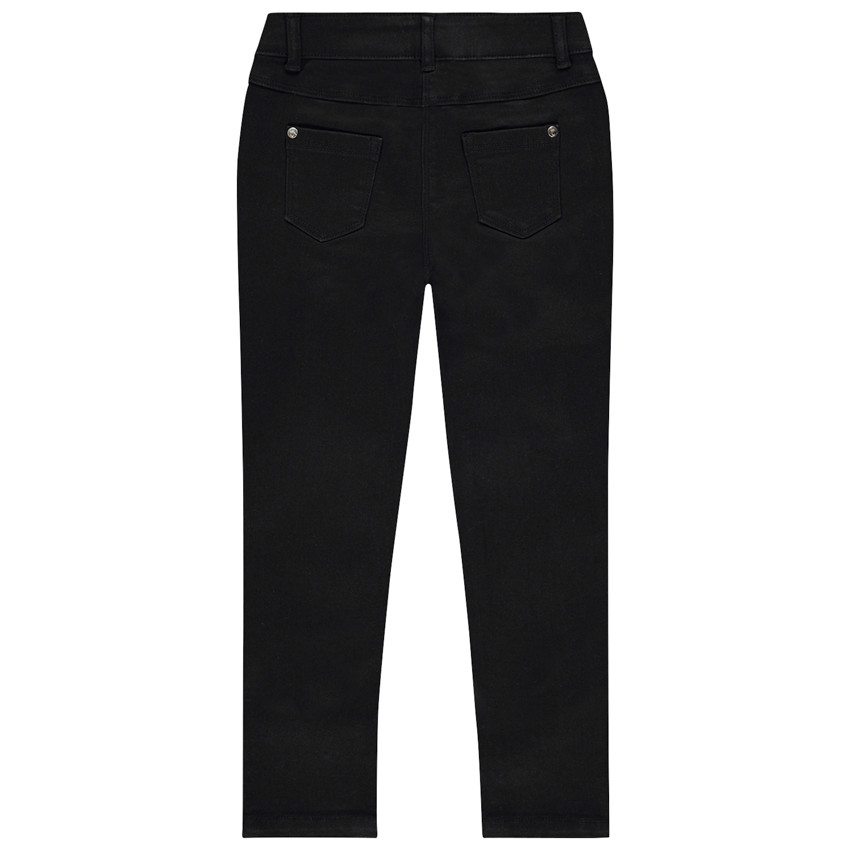 Παντελόνι slim μονόχρωμο με strass στο κάτω μέρος για κορίτσι 