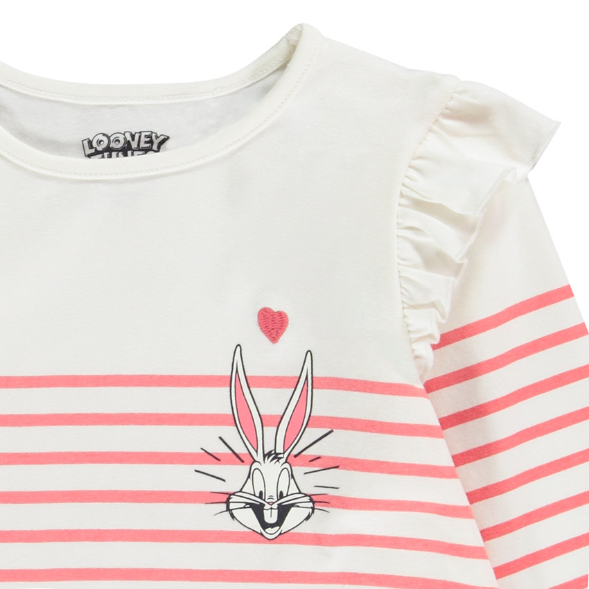 T-shirt μακρυμάνικο marinière jersey Bugs Bunny Warner για κορίτσι 