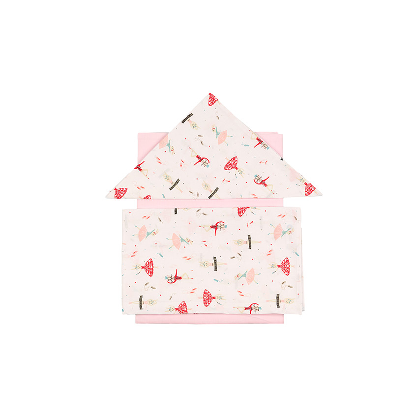 Σετ Σεντόνια 3τμχ Βαμβακερά Κούνιας 100x160εκ. Bolchoi Ροζ 