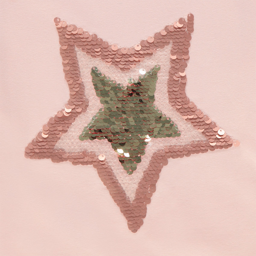 T-shirt manches longues à volant motif étoile en sequins magiques 