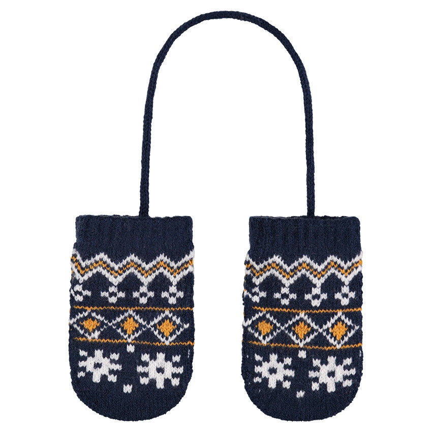 Πλεκτά γάντια με ενιαία παλάμη και ζακάρ μοτίβο 