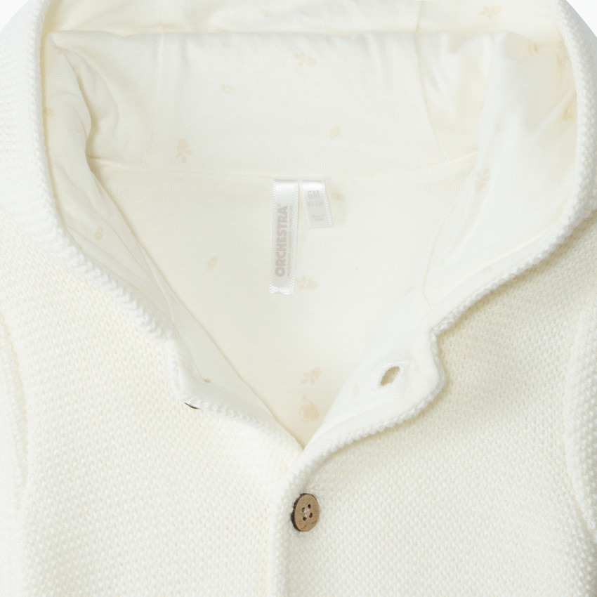 Μπουφάν με κουκούλα από πλεκτό μονόχρωμο για μωρό 