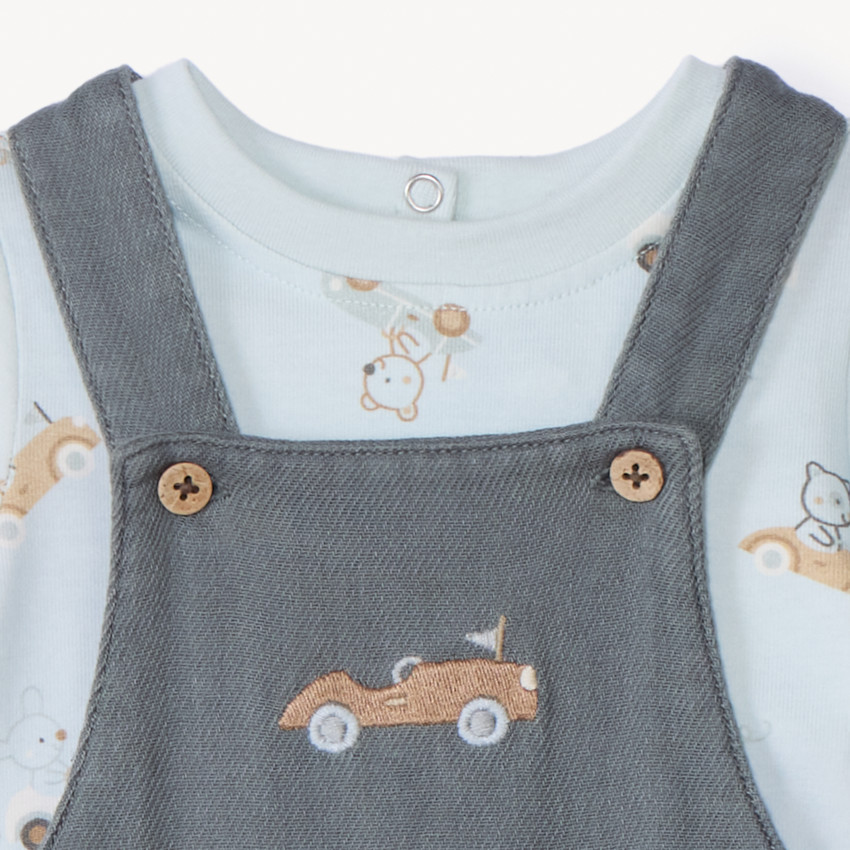 Ensemble court 2 pièces avec salopette pour bébé garçon 