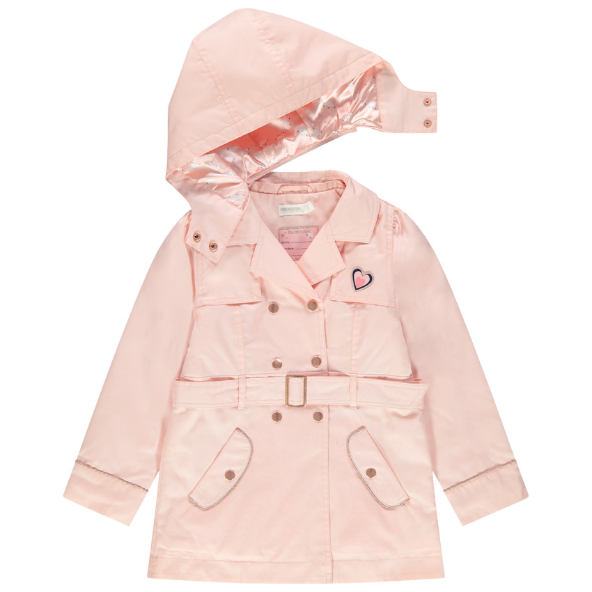 Ροζ καμπαρντίνα με γυαλιστερή όψη και σατέν επένδυση 