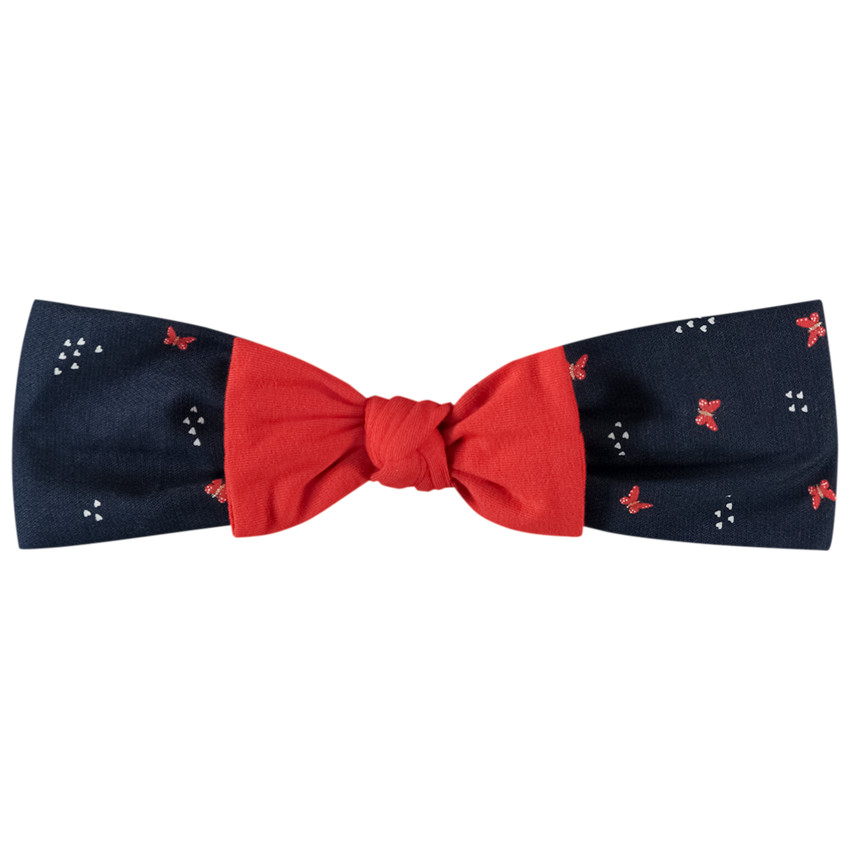 Bandeau à nœud imprimé papillons pour bébé fille 