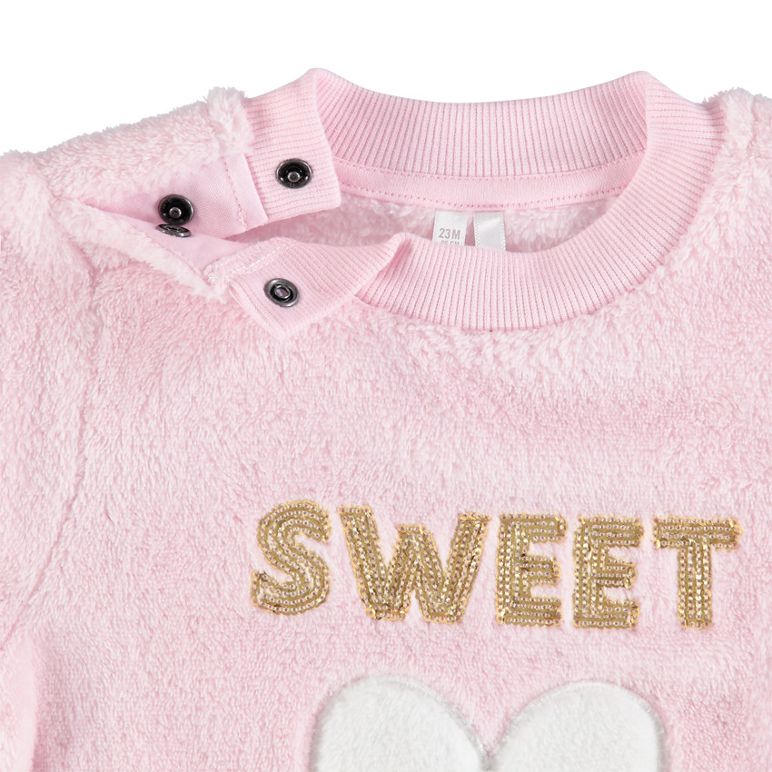 Ροζ φούτερ από sherpa με μήνυμα από χρυσαφί πούλιες 