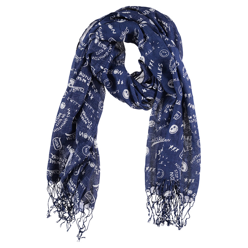 Φουλάρι από βουάλ βισκόζη με εμπριμέ μοτίβο Smiley 