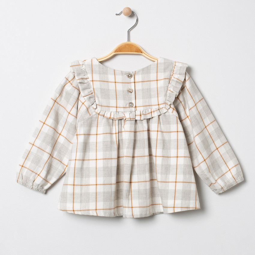 Tunique à carreaux avec noeud et volants 