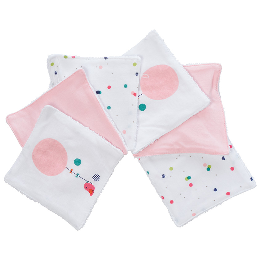 Lot de 6 lingettes lavables en coton Happy Days 