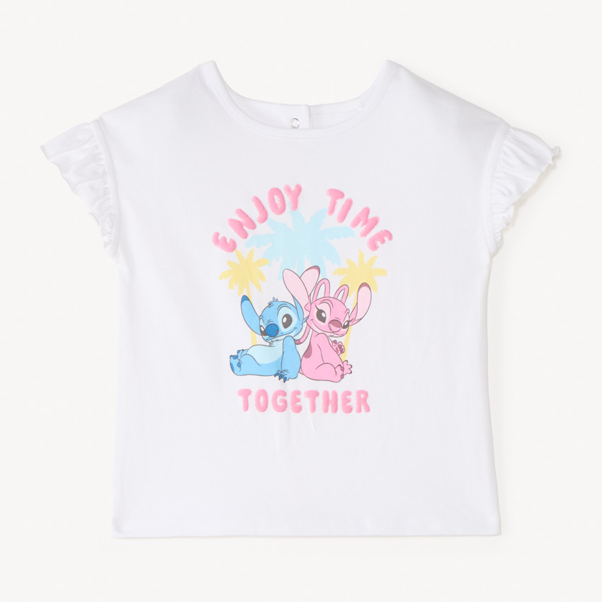 T-shirt με κοντά μανίκια με σχέδιο Stitch και Angel Disney για κορίτσι μωρού 