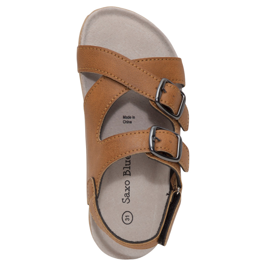 Πέδιλα από συνθετικό δέρμα σε καμηλό χρώμα με διακοσμητικές αγκράφες σε νούμερα 24 έως 27  Additional Πέδιλα από συνθετικό δέρμα σε καμηλό χρώμα με διακοσμητικές αγκράφες σε νούμερα 24 έως 27