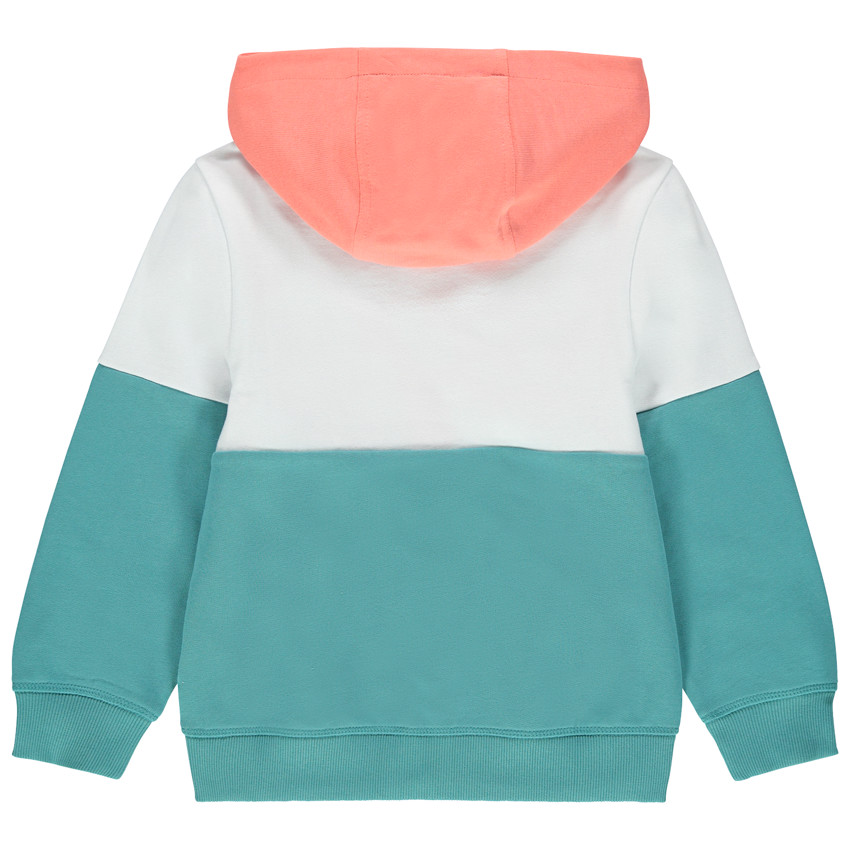 Ζακέτα τρίχρωμη molleton με κουκούλα  