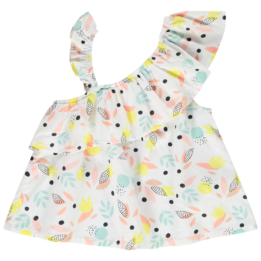 Τουνίκ ασύμμετρη με σχέδιο φύλλα για κορίτσι 