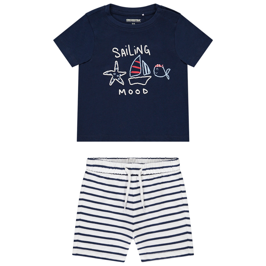 Σετ 2 τμχ. με θαλάσσια σχέδια για bebe αγόρι από jersey 