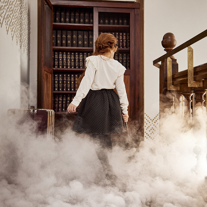 Φούστα σε jacquard με σχέδιο αστέρια lurex για κορίτσι 