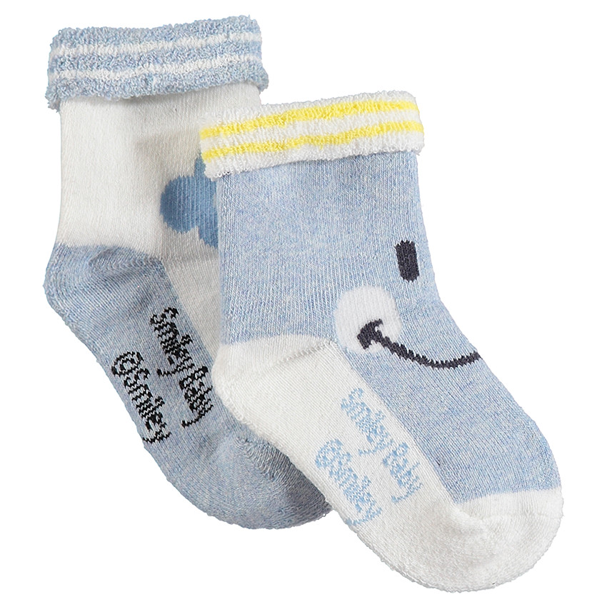 Lot de 2 paires de chaussettes en bouclette motif Smiley  Additional Lot de 2 paires de chaussettes en bouclette motif Smiley