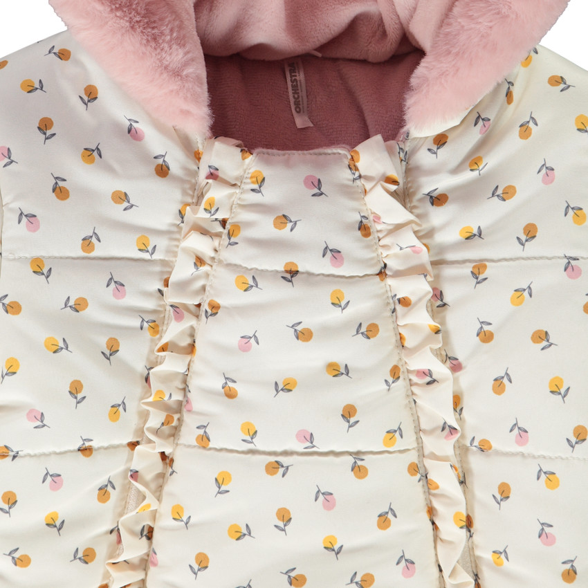 Ολόσωμη φόρμα με σχέδιο clémentines και επένδυση sherpa για bebe κορίτσι 