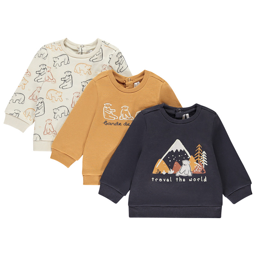 Σετ από 3 πλεκτά φανελάκια με σχέδιο για μωρό αγόρι 