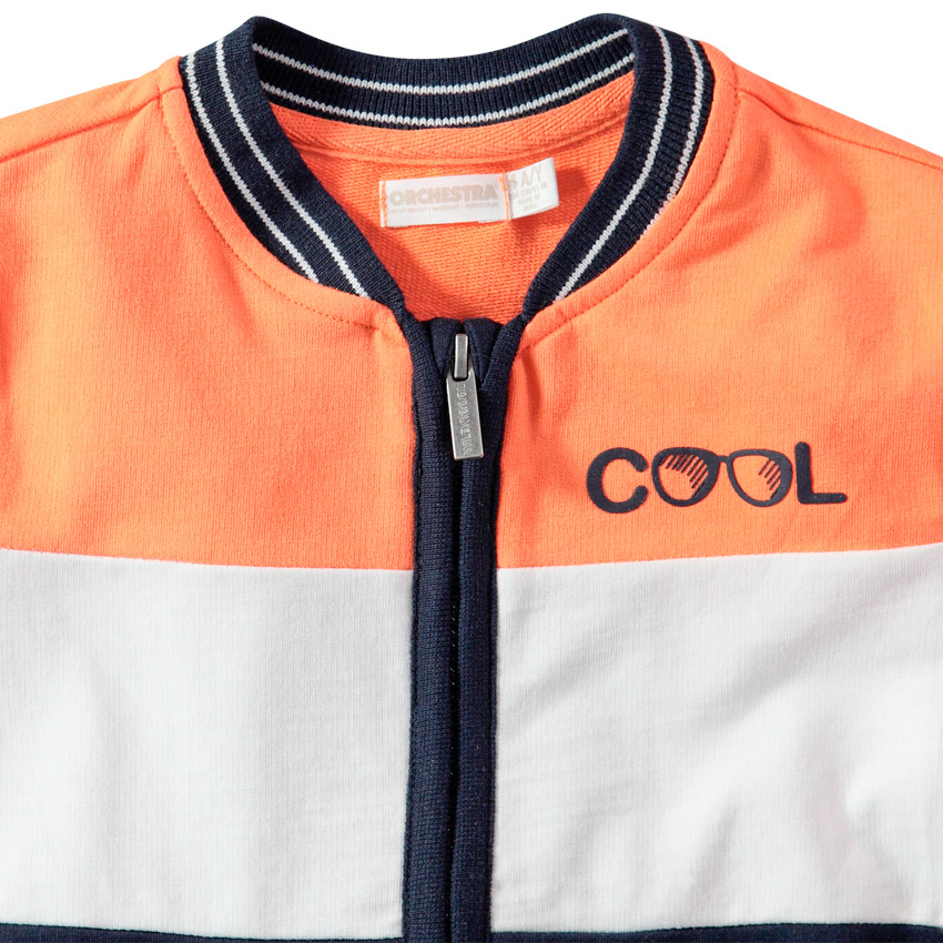 Τρίχρωμη φανελένια ζακέτα με διακοσμητικές στάμπες 