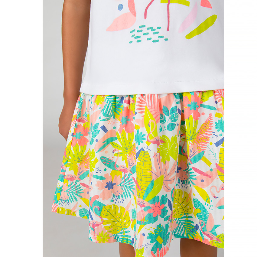 Robe bi-matière manches courtes en jersey pour fille 