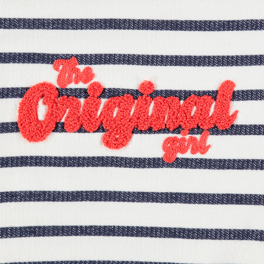 Φούτερ από φανέλα με ρίγες και μπουκλέ φράση 