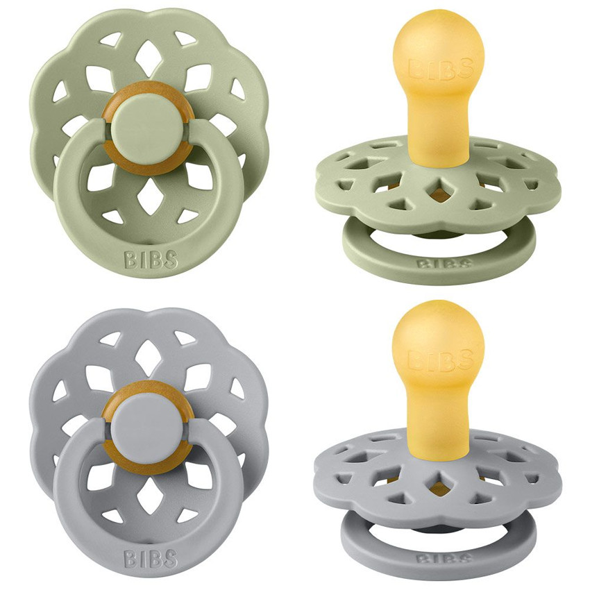 Bibs Πιπιλες Boheme Round Latex 2 Pack- Sage/Cloud No2 