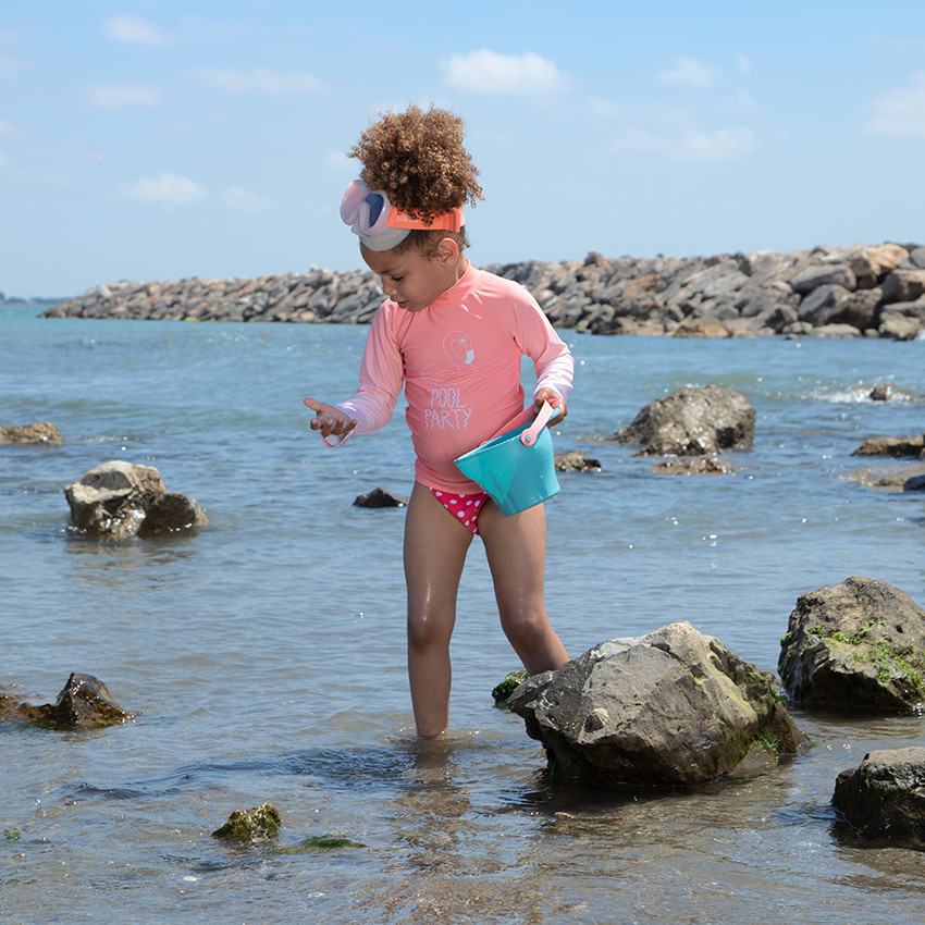 Maillot de bain 2 pièces rose à pois pour fille 
