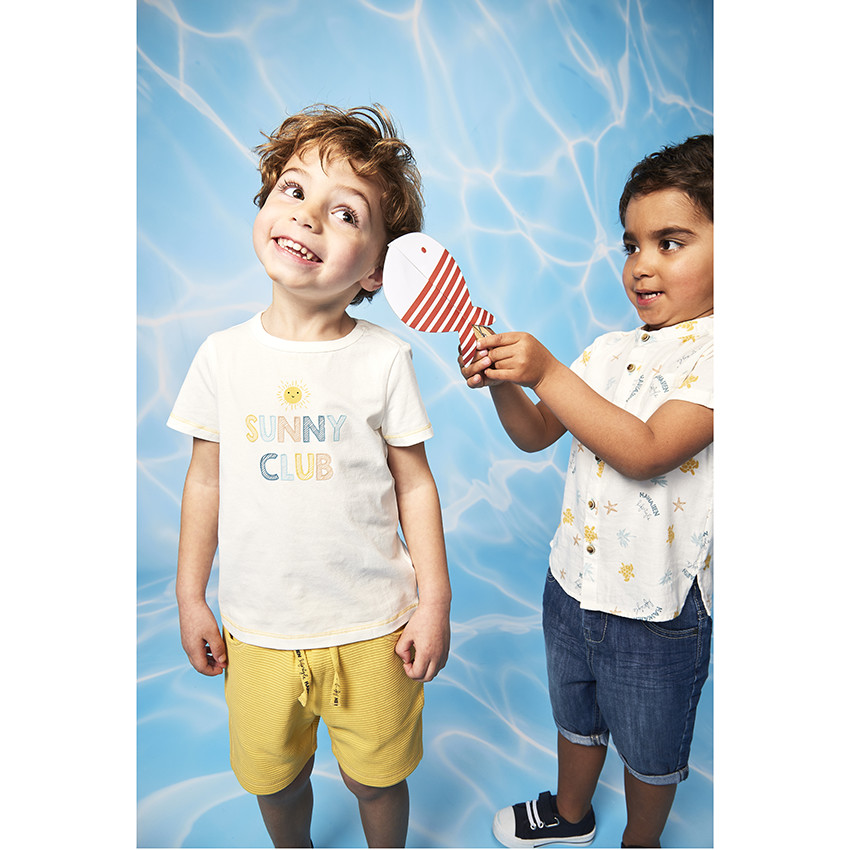 Κοντομάνικη πουκάμισο με φαντεζί σχέδιο για μωρό αγόρι 