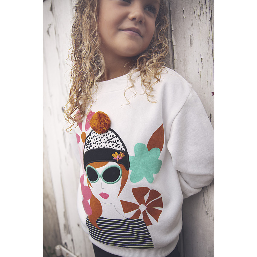 Φούτερ molleton με σχέδιο πρόσωπο για κόριτσι 