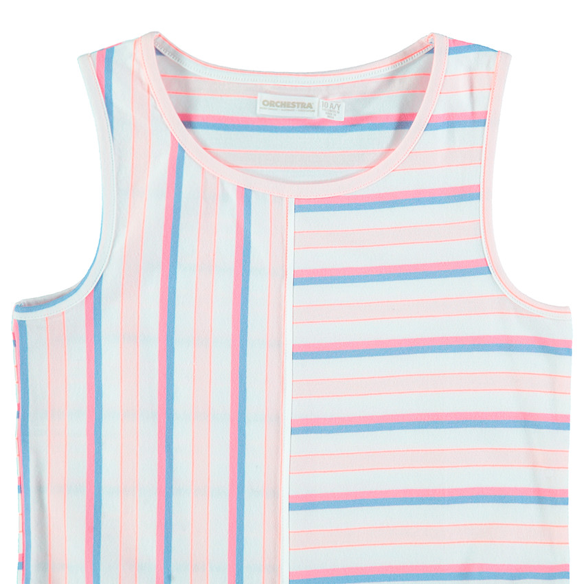 Παιδικά - Αμάνικο φόρεμα με ρίγες σε αντίθεση 