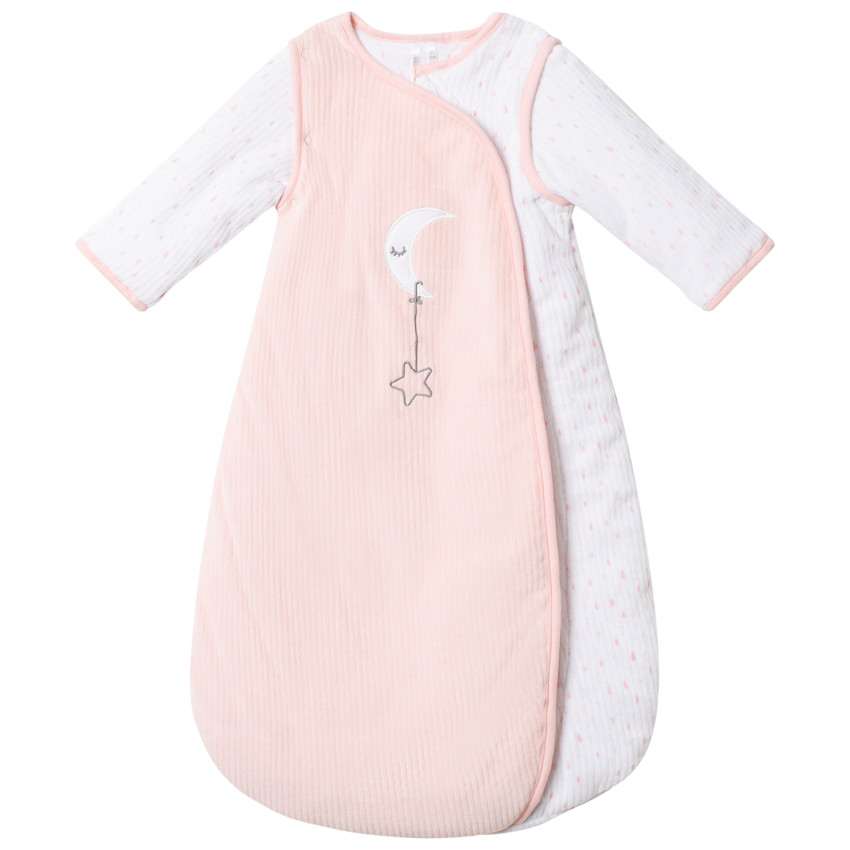 Turbulette à manches amovibles effet velours côtelé pour bébé fille 