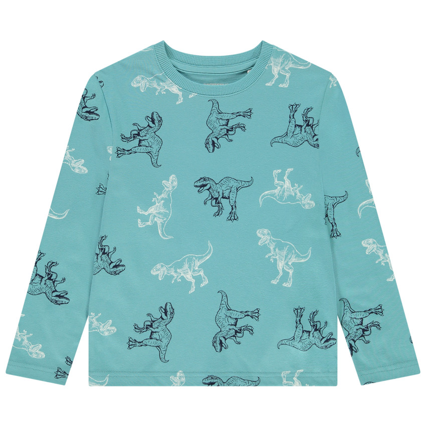 T-shirt manches longues en jersey imprimé dinosaures pour garçon Main T-shirt manches longues en jersey imprimé dinosaures pour garçon