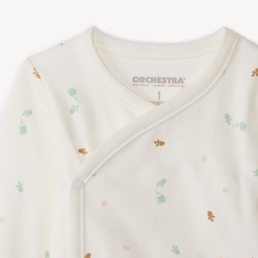 Σετ 2 εξελικτικά bodies μακρυμάνικα για μωρό εκρού από interlock 