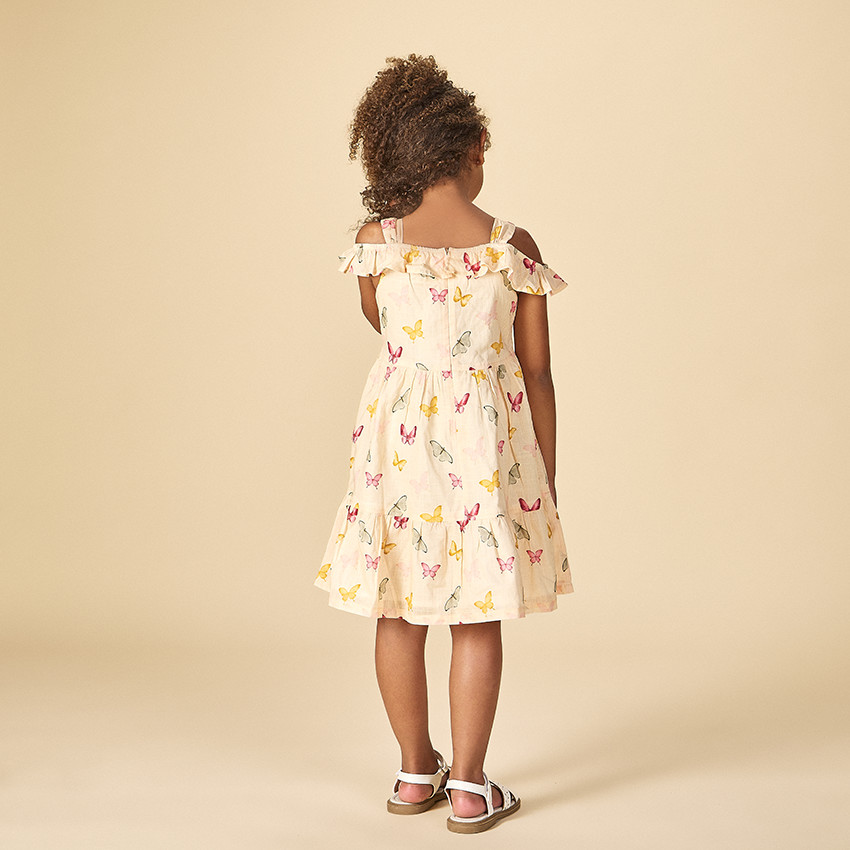 Φόρεμα με πέφτοντες ώμους και σχέδιο πεταλούδες για κορίτσι 