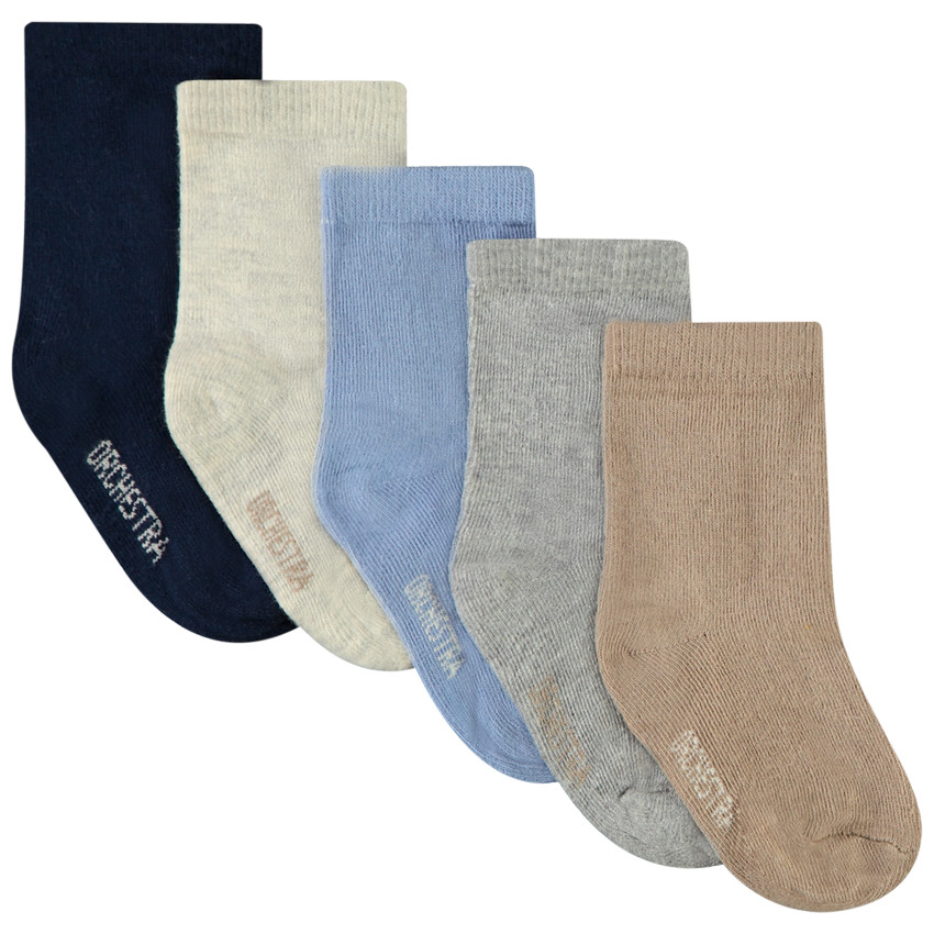 Σετ από 5 ζευγάρια μονόχρωμες κάλτσες για μωρό αγόρι 
