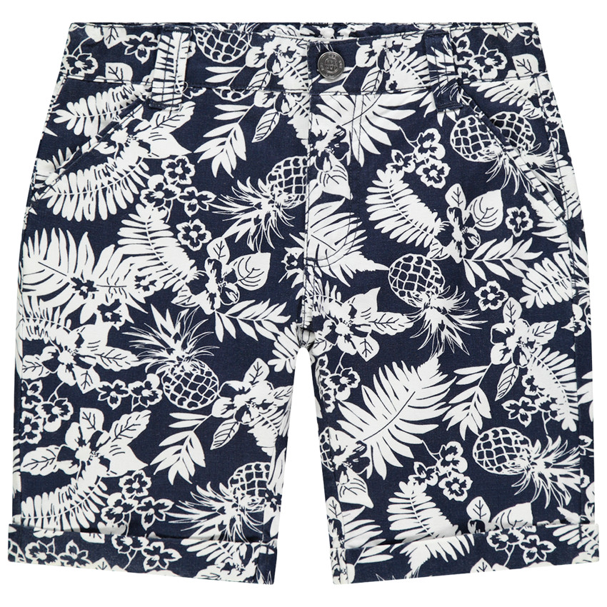 Βερμούδα βαμβακερή με σχέδιο floral σε όλη την επιφάνεια 