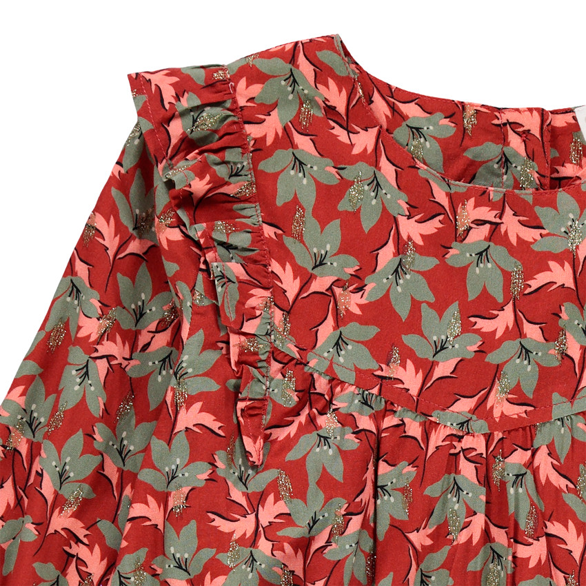 Tunique manches longues volantée à imprimé floral  