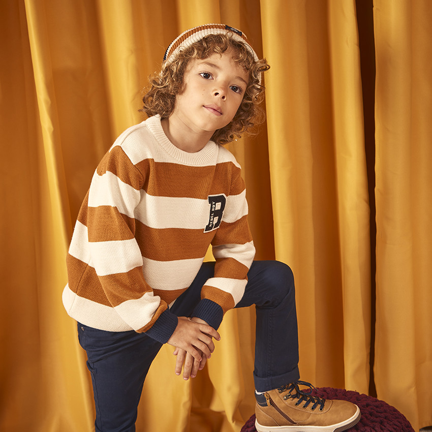 Σκούφος πλεκτός με ρίγες για αγόρι 