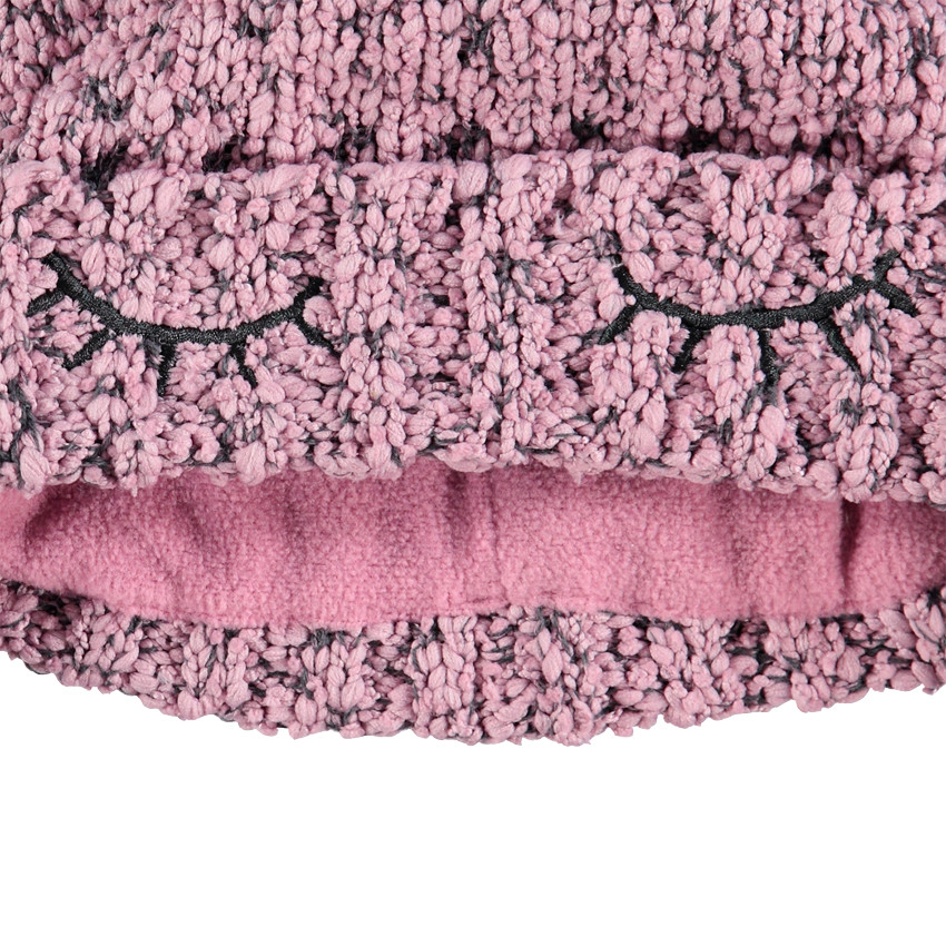 Περούβιο καπέλο από πλεκτό με κεντημένα σχέδια και πομ-πομ 