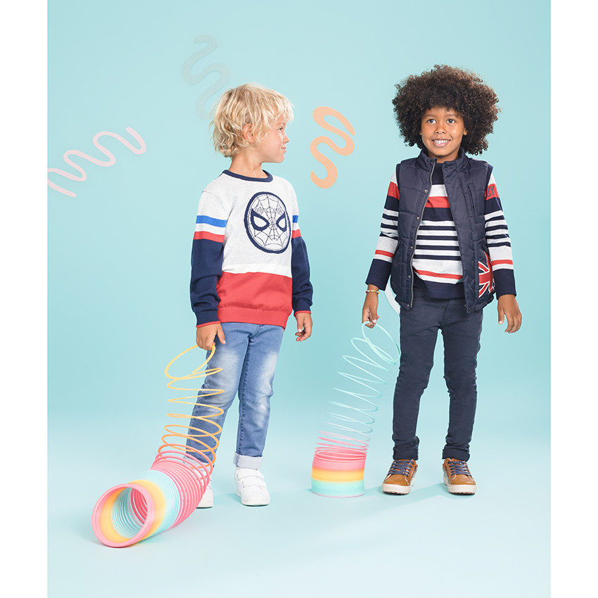 Pull en tricot tricolore Spiderman en jacquard 