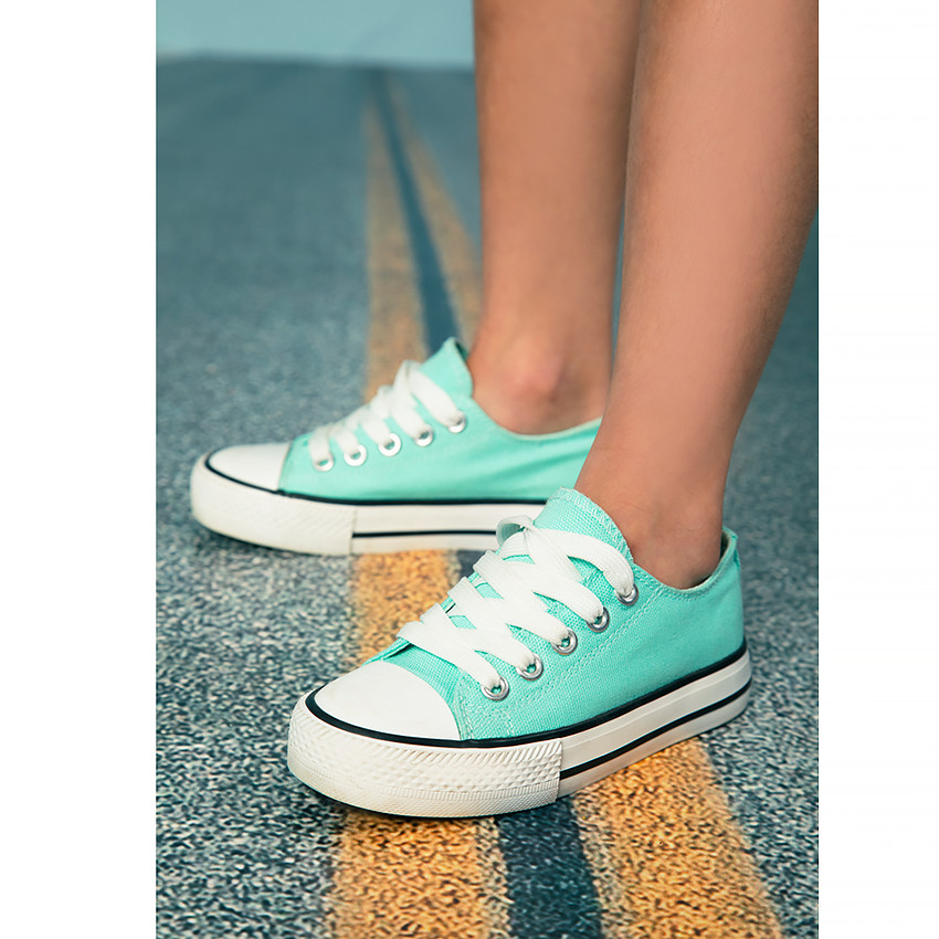 Baskets basses en toile à lacet pour fille 