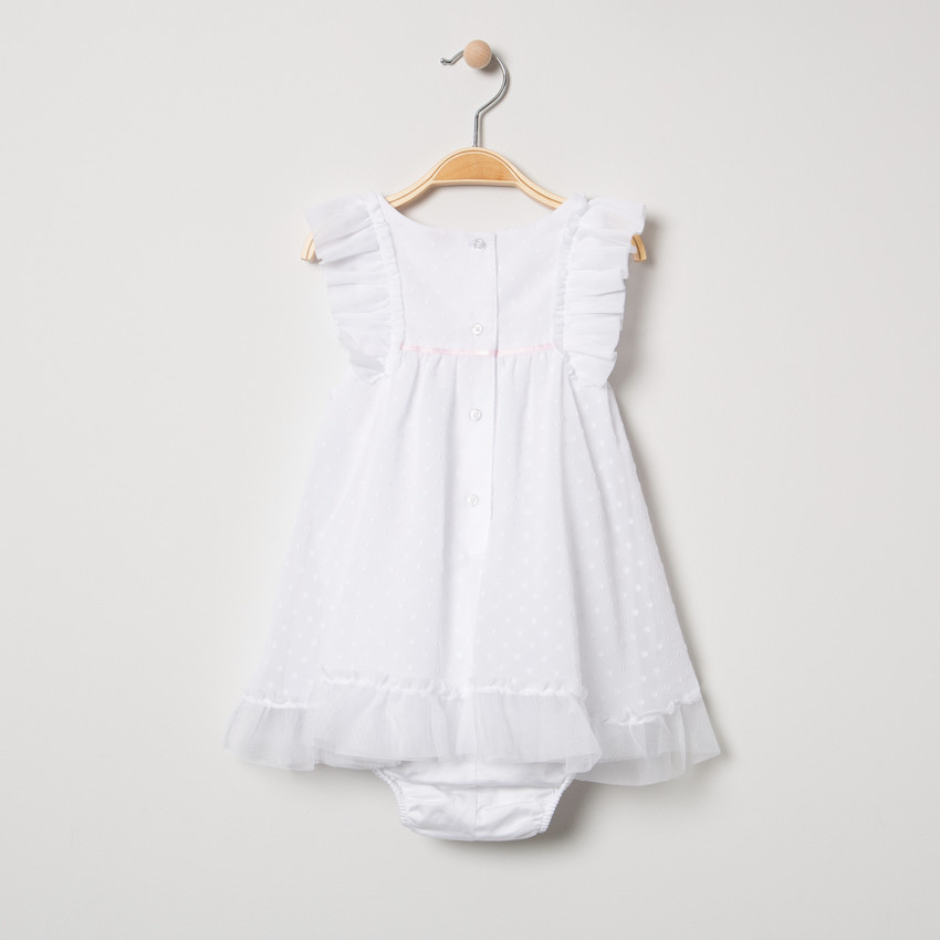 Φόρεμα με ενσωματωμένο φορμάκι για ειδικές περιστάσεις από τούλι με πουά μοτίβο σε ελαφρώς διαφορετικό τόνο 