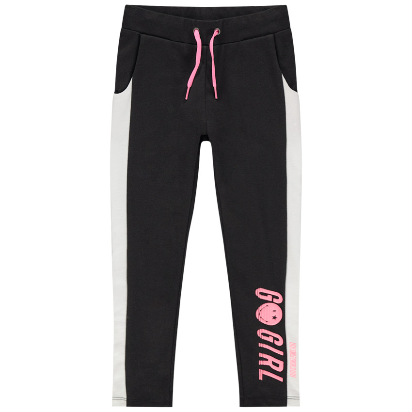 Παντελόνι φόρμας από φανέλα με τυπωμένη φράση Smiley 