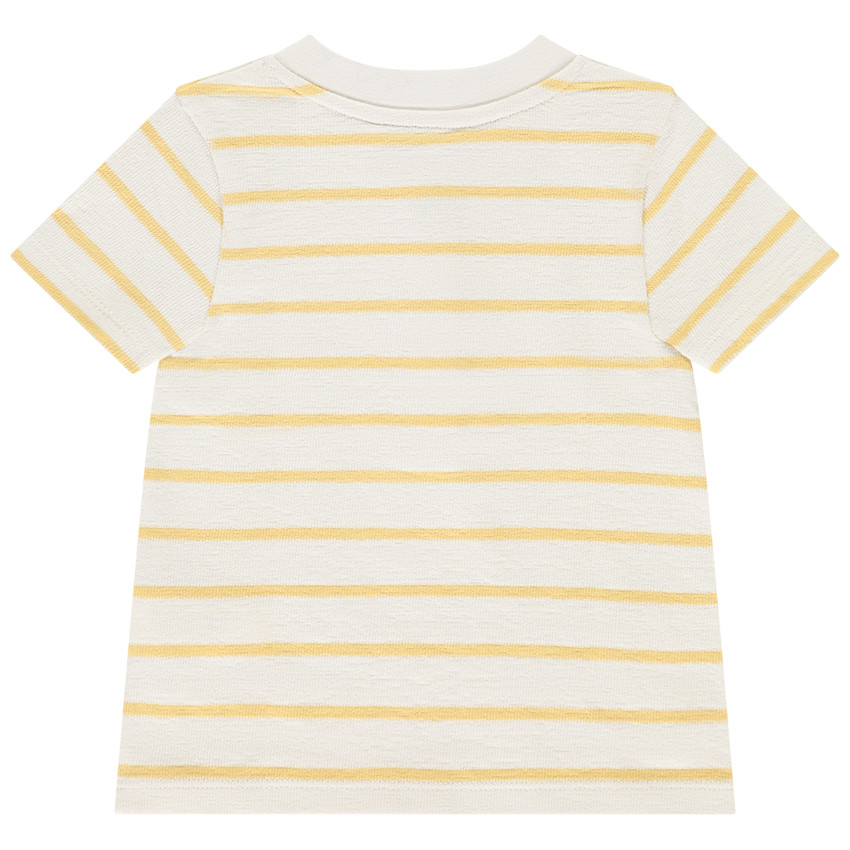 Πολό κοντομάνικο με ρίγες και γιακά teddy για μωρό αγόρι 