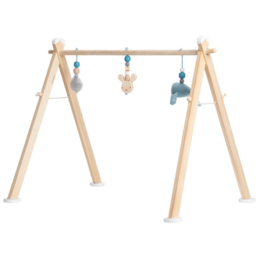 Αψίδα αφύπνισης από ξύλο + πλεκτά λούτρινα - Μπλε 