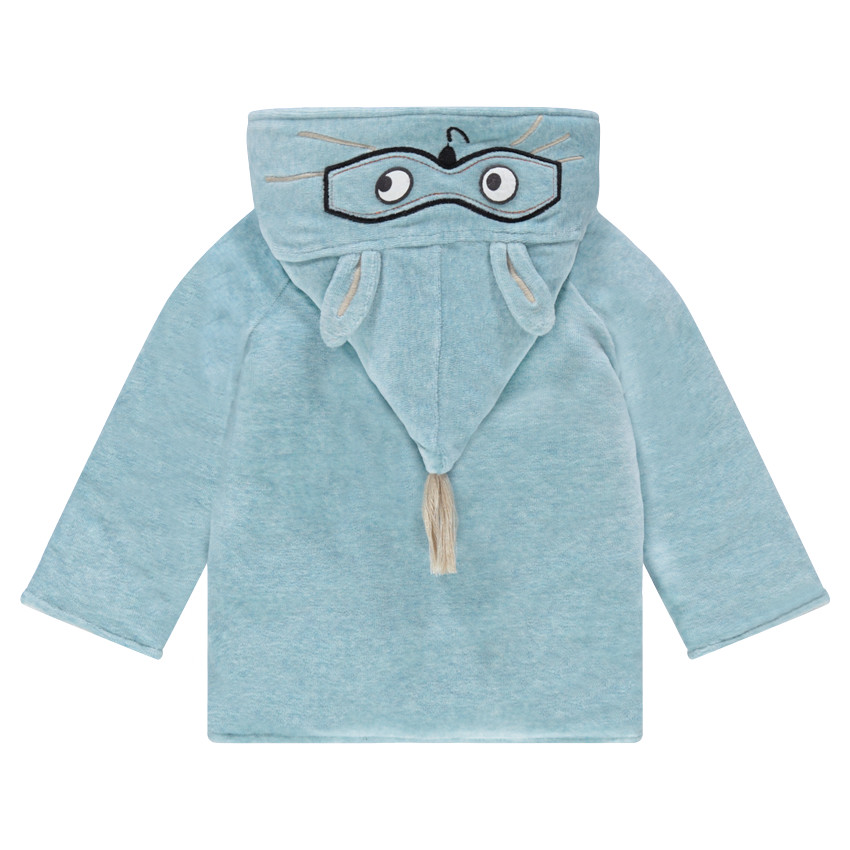 Βελούδινη ζακέτα με μυτερή κουκούλα και κεντημένο ζωάκι  Additional Βελούδινη ζακέτα με μυτερή κουκούλα και κεντημένο ζωάκι