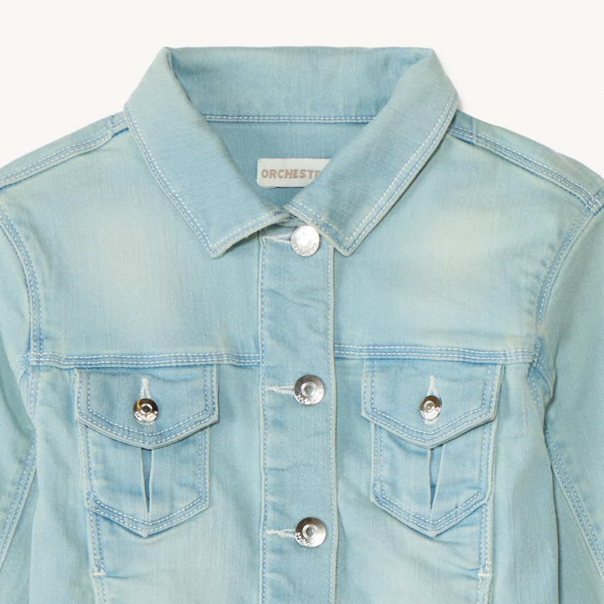 Μπουφάν με εφέ jean και τσέπες για κορίτσι 