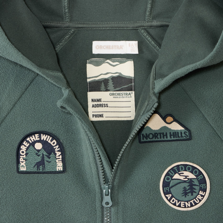 Gilet en polaire contrecollé et capuche + broderie pour garçon  