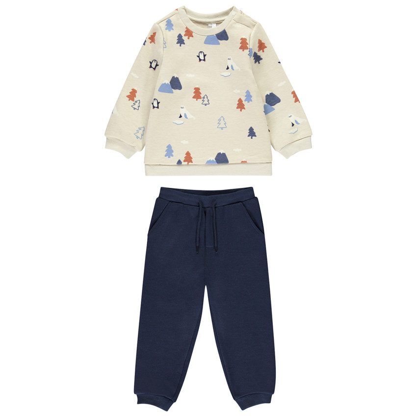 Σύνολο jogging από πλεκτό με εκτύπωση Αρκτική για μωρό αγόρι 