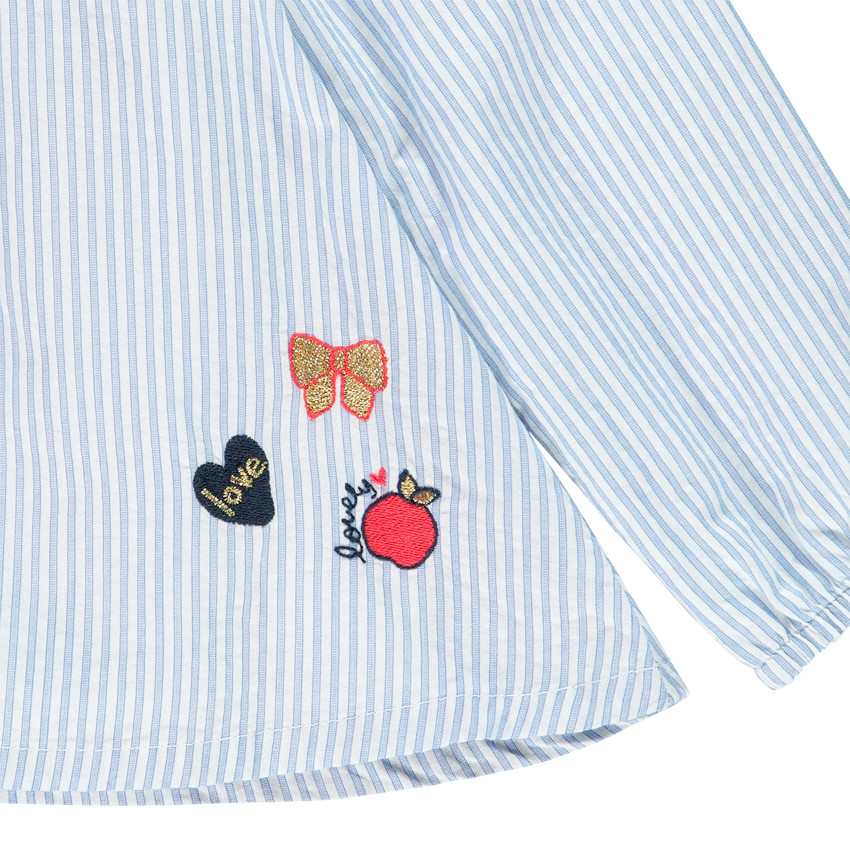 Τουνίκ μακρυμάνικο βαμβακερό ριγέ και με σχέδια κεντημένες 